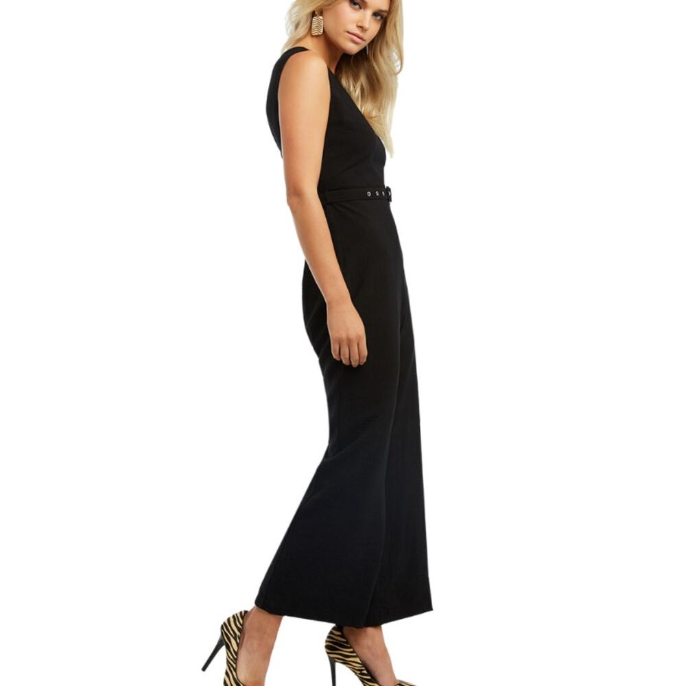 BARDOT Women's Belted Jumpsuit US 4 XS Black Cut Out Sleeveless NWT - Picture 2 of 15